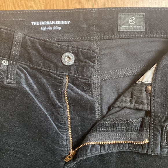 AG Adriano Goldshmeid High Rise Farrah Velvet Black Pants - Anthropologie - Picture 8 of 10